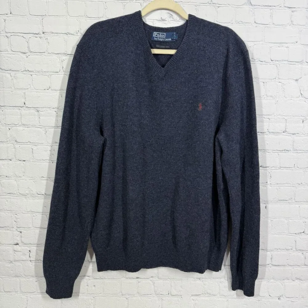 Polo Ralph Lauren 100% Lambswool V Neck Sweater Men XXL Quiet Luxury Old Money